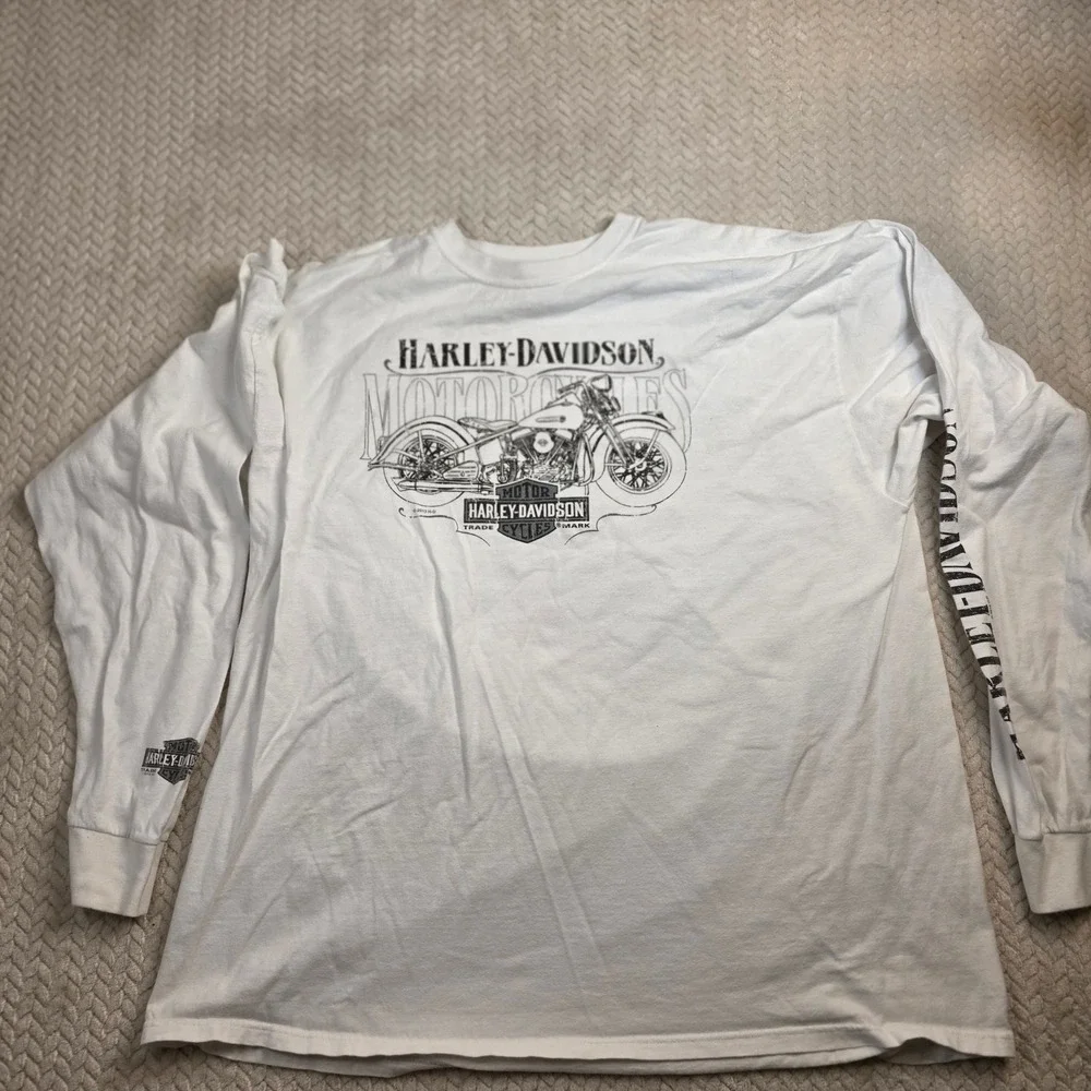 Harley Davidson Motorcycles‎ Long Sleeve Graphic T Shirt Men's XXXL White